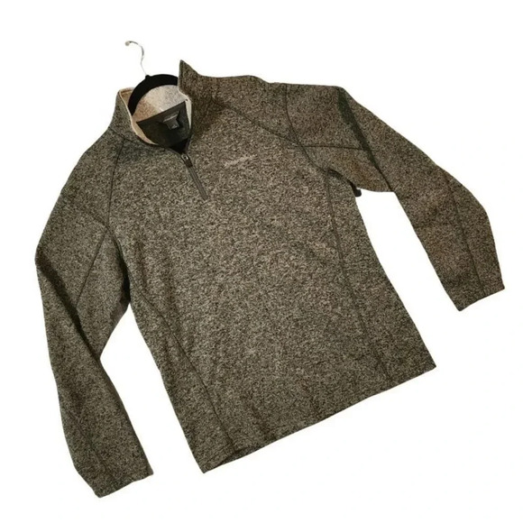 Eddie Bauer Sweater Men Size Large Gray Polyester Fleece Lined 1/4 Zip Mock Neck - Picture 6 of 7